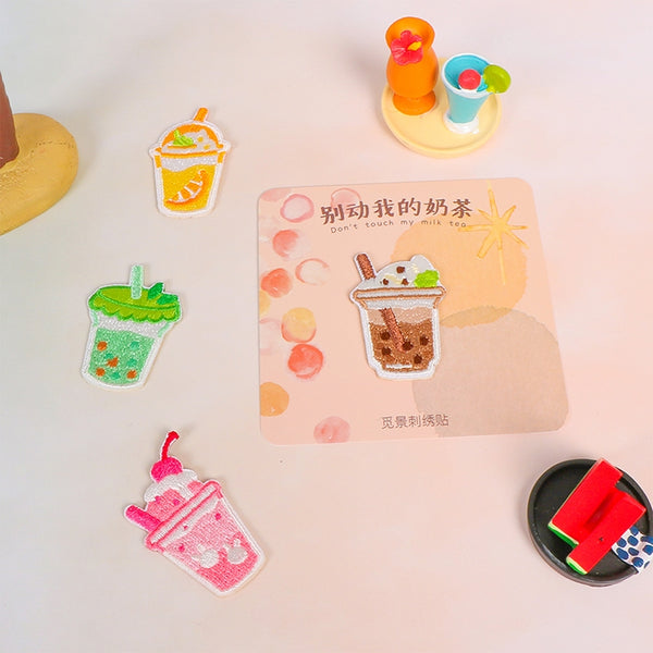 Don't Touch My Milk Tea [Matcha] Embroidered Sticker & Iron-On Patch