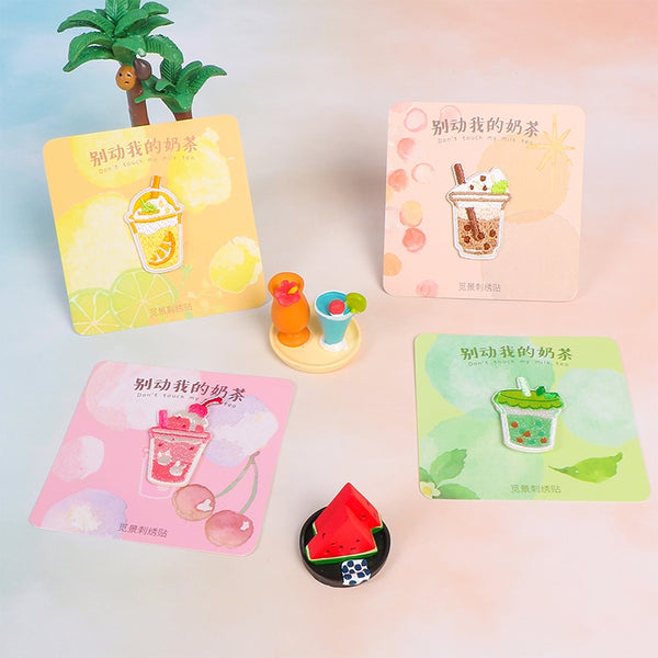 Don't Touch My Milk Tea [Matcha] Embroidered Sticker & Iron-On Patch