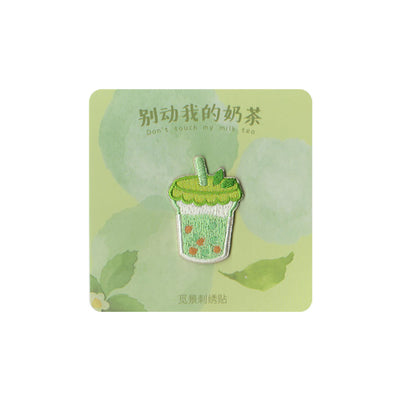 Don't Touch My Milk Tea [Matcha] Embroidered Sticker & Iron-On Patch