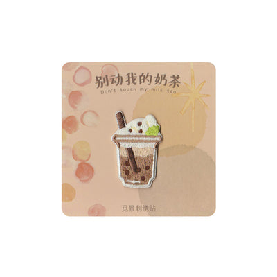 Don't Touch My Milk Tea [Pearl] Embroidered Sticker & Iron-On Patch