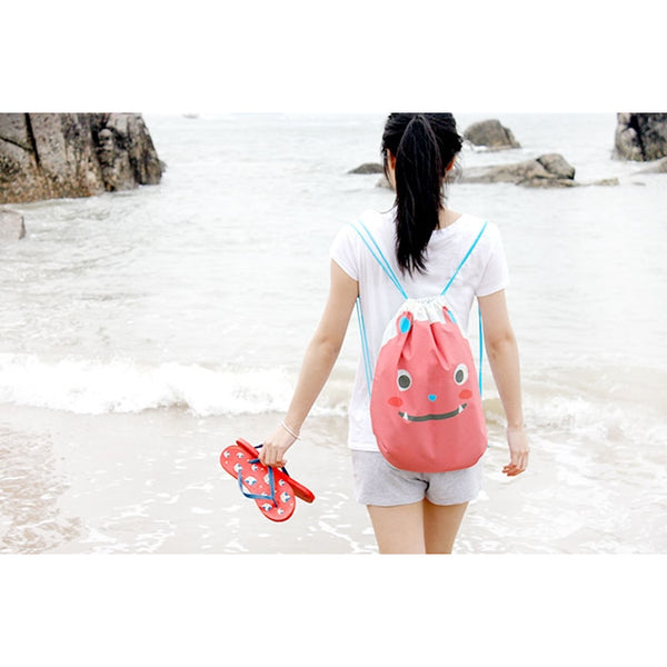 Drawstring [Red Bear] Backpack By U-Pick