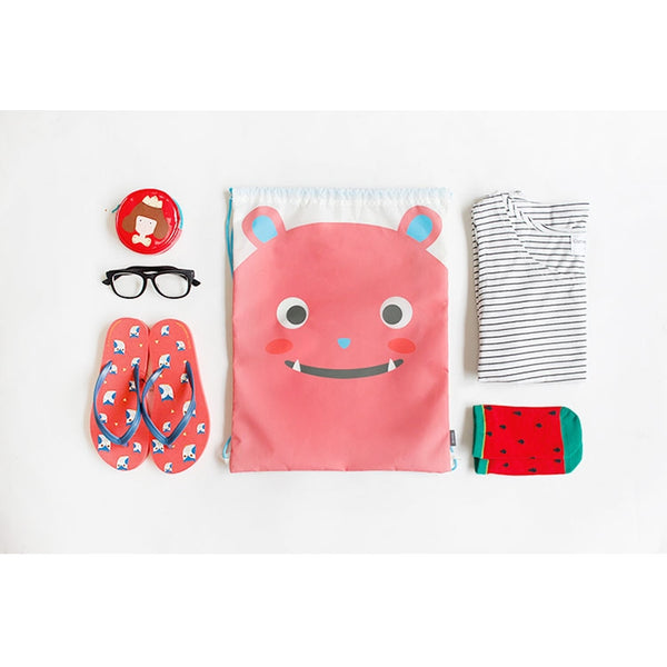 Drawstring [Red Bear] Backpack By U-Pick