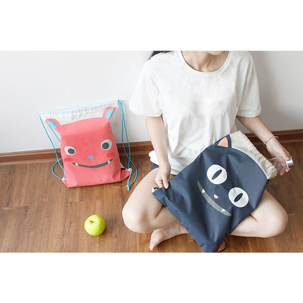 Drawstring [Black Cat] Backpack By U-Pick