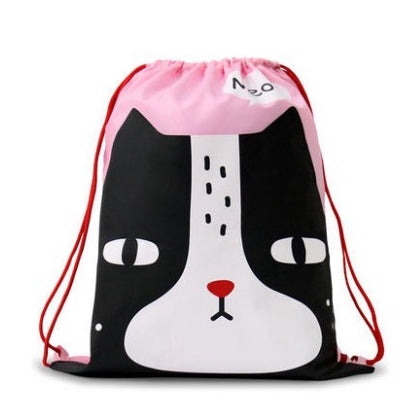 Drawstring [Black White Cat] Backpack By U-Pick