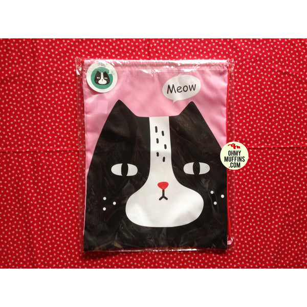 Drawstring [Black White Cat] Backpack By U-Pick