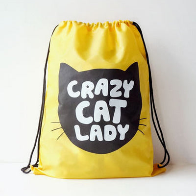 Drawstring [Crazy Cat Lady] Backpack By U-Pick