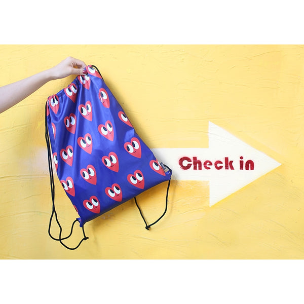 Drawstring [Hearts] Backpack By U-Pick