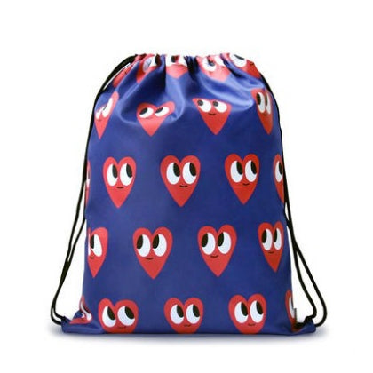 Drawstring [Hearts] Backpack By U-Pick