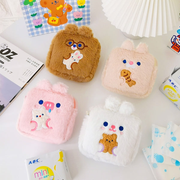 Dudu [Beige Cat] Sanitary Pouch By Milkjoy
