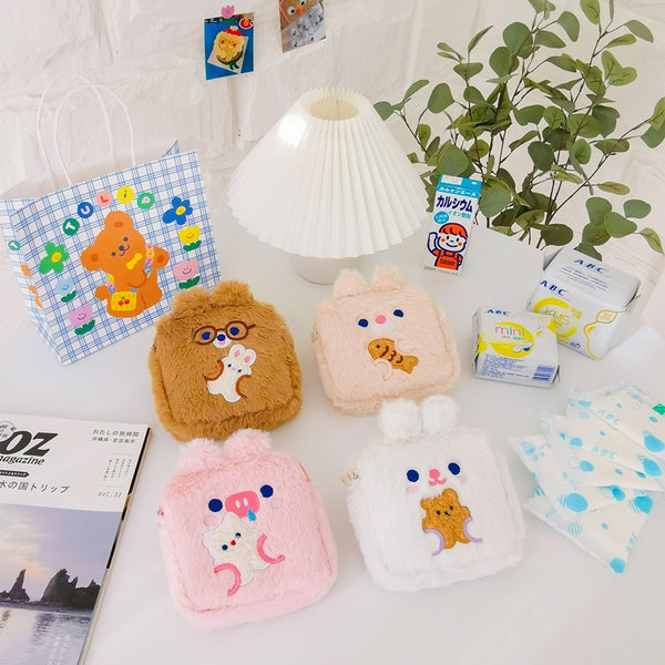 Dudu [Beige Cat] Sanitary Pouch By Milkjoy
