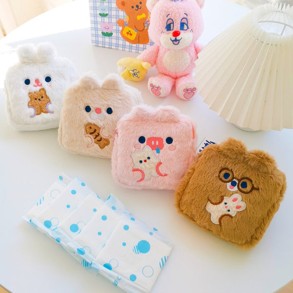 Dudu [Beige Cat] Sanitary Pouch By Milkjoy