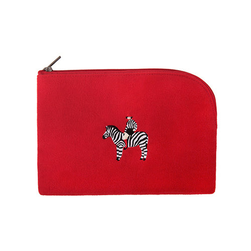 Embroidered Zebra Sleeve Pouch By YIZI STORE