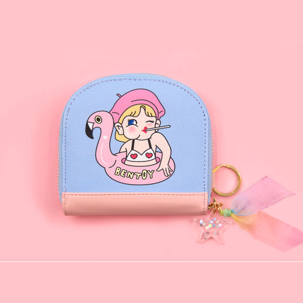 Half Moon Flamingo Girl Card Pouch By Bentoy