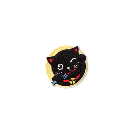 Fortune Cat [Black] Embroidered Sticker Patch