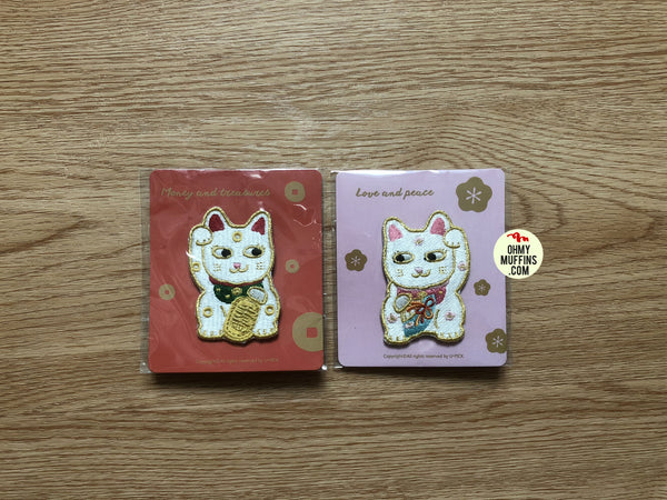 Embroidery Maneki-neko Fortune Lucky Cat Brooch By U-Pick