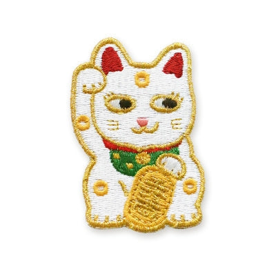 Embroidery Maneki-neko Brooch Fortune Cat By U-Pick
