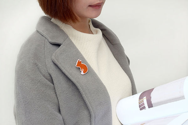 Embroidery Fox Brooch By U-Pick