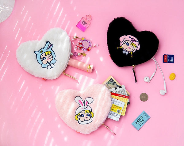 Furry Heart [Wolf White] Coin Card Pouch By Milkjoy
