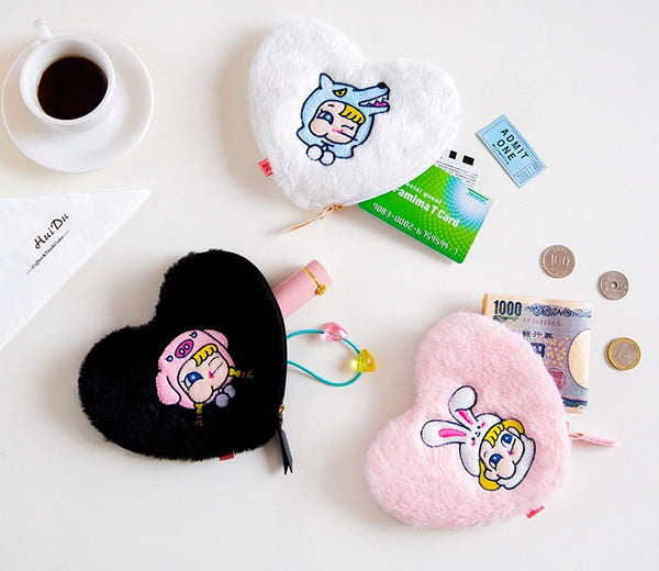 Furry Heart [Wolf White] Coin Card Pouch By Milkjoy