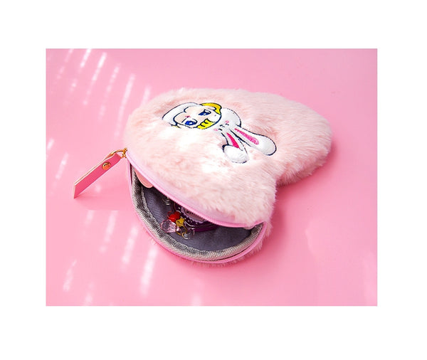 Furry Heart [Rabbit Pink] Coin Card Pouch By Milkjoy