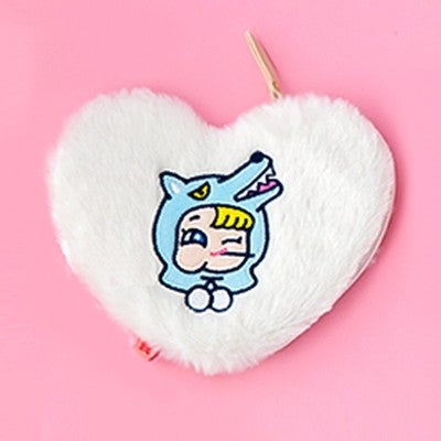 Furry Heart Wolf White Coin Card Pouch By Milkjoy