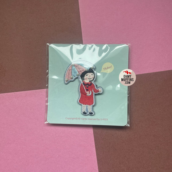 Girl [ Girl With Umbrella ] Embroidery Brooch By U-Pick