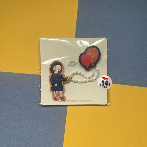 Girl [Girl With Balloons] Embroidered Brooch By U-Pick