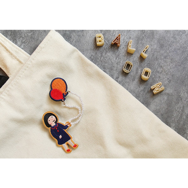 Girl [ Girl With Balloons ] Embroidery Brooch By U-Pick