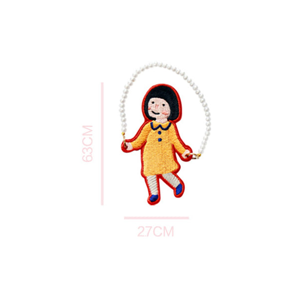 Girl [ Girl Skipping Rope ] Embroidery Brooch By U-Pick