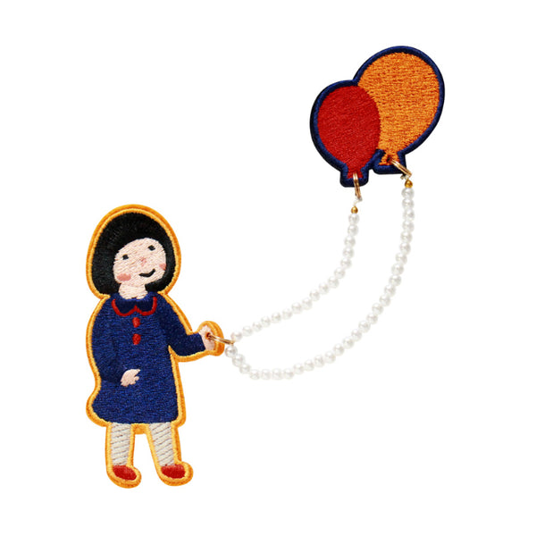 Girl Brooch S1 Girl With Balloons By U-Pick