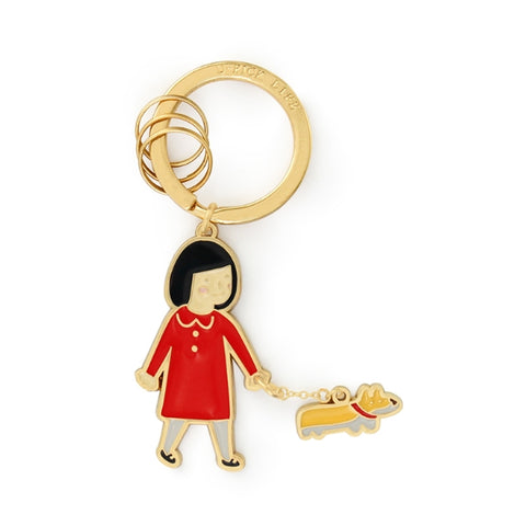 Girl [Girl Walking Dog] Key Chain By U-Pick