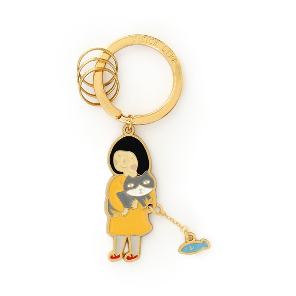 Girl Key Chain By U-Pick Girl With Cat