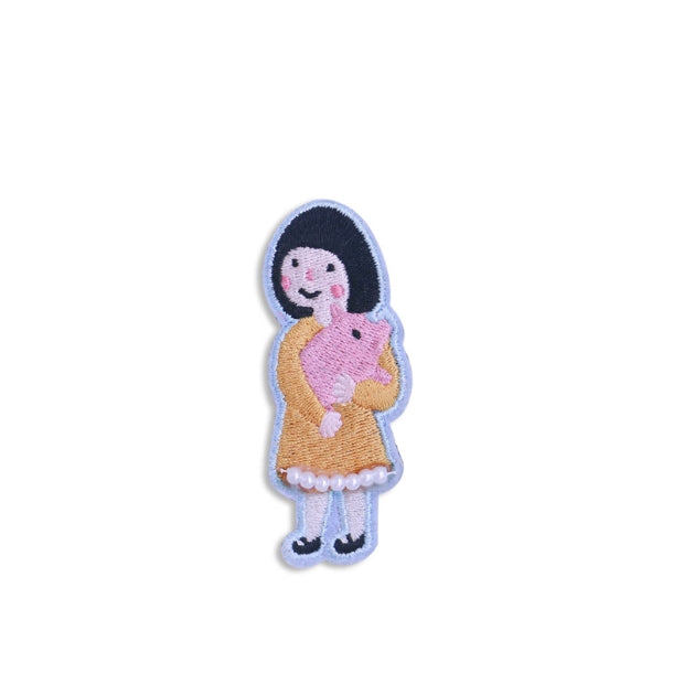 Girl Piggy Girl With Piggy Plush Brooch By U-Pick