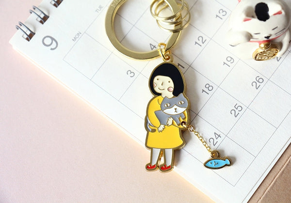 Girl With Cat Girl Key Chain By U-Pick