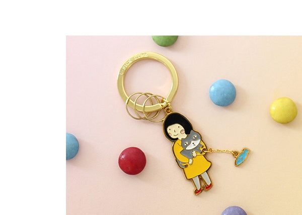 Girl With Cat Girl Key Chain By U-Pick