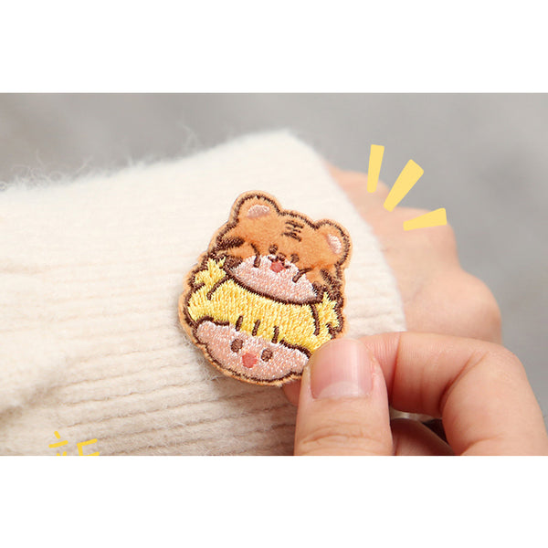 Girl and Tiger [Tiger 4] Embroidered Sticker & Iron-On Patch