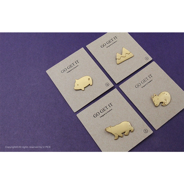 Go Get It [Mountain] Brass Pin By U-Pick X Somehow