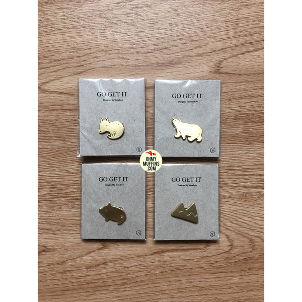 Go Get It [Mountain] Brass Pin By U-Pick X Somehow