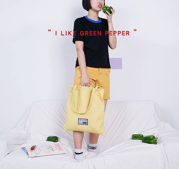 Vegetables Green Pepper Tote Bag By 小野 Xaoye