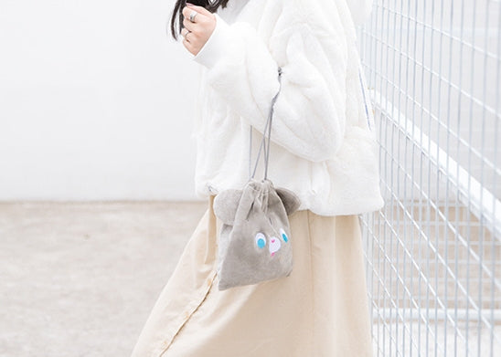 Cutie Grey Bear Drawstring Pouch By Bentoy