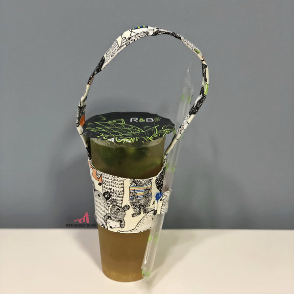 Hand-Sewn Fabric Cup Holder Carrier