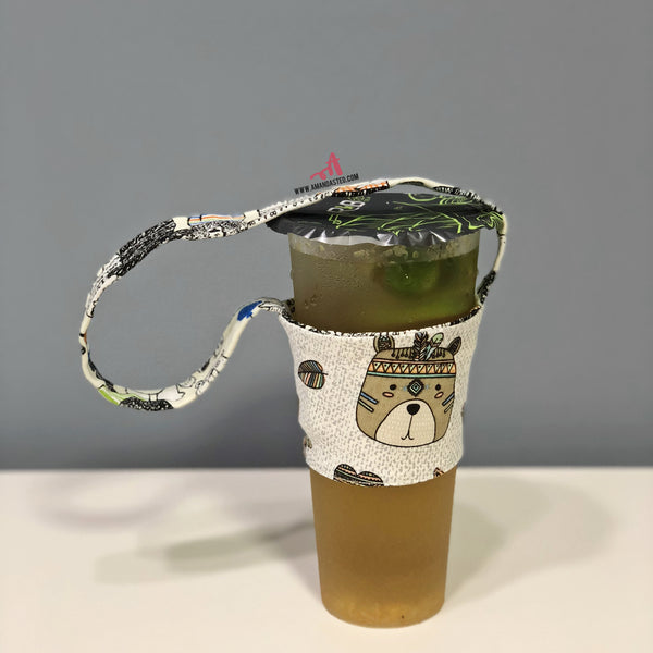 Hand-Sewn Fabric Cup Holder Carrier