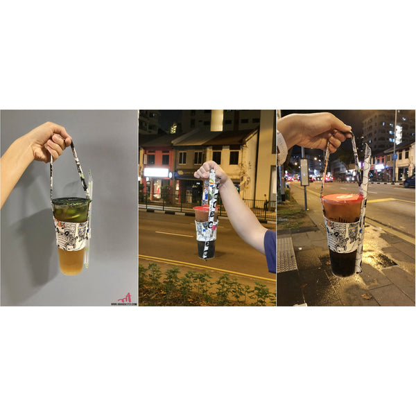 Hand-Sewn Fabric Cup Holder Carrier