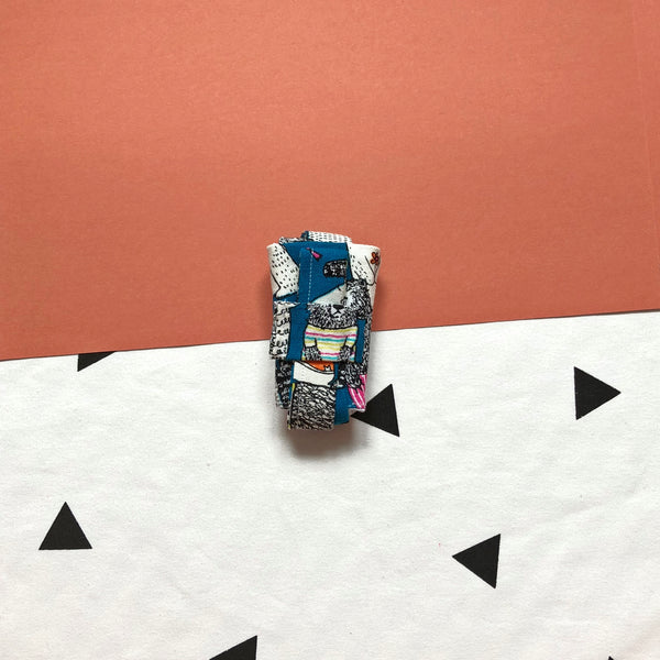 Hand-Sewn Fabric Blue Bear Cup Holder Carrier