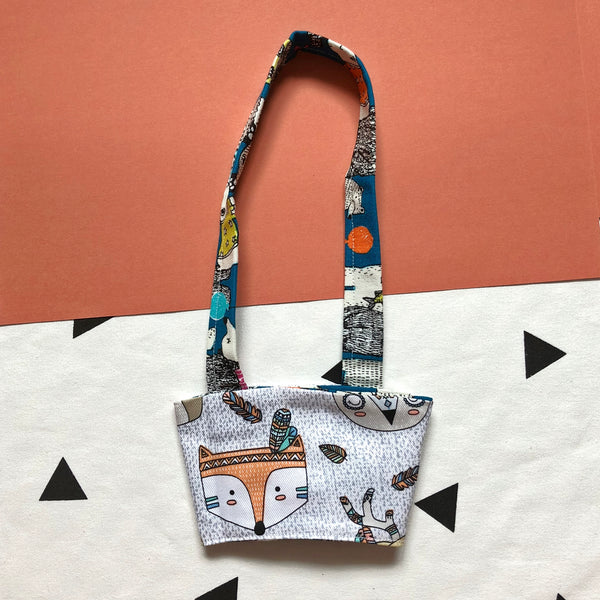 Hand-Sewn Fabric Blue Bear Cup Holder Carrier