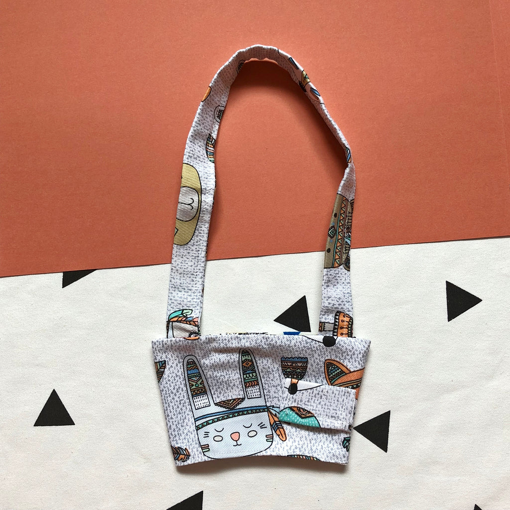 Hand-Sewn Fabric Cute Tribal Animals Cup Holder Carrier