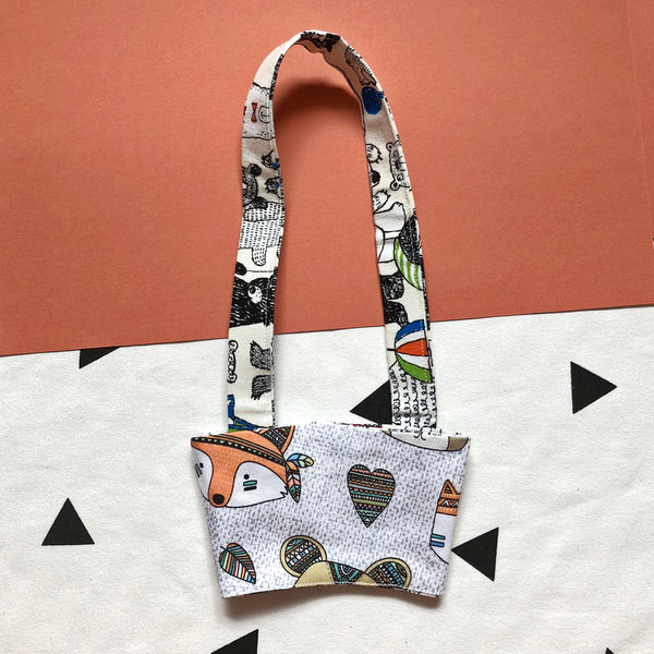 Hand-Sewn Fabric White Bear Cup Holder Carrier