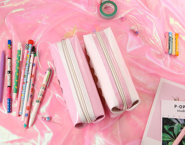 Three Sparkle Hearts [White] Pencil Case By Milkjoy