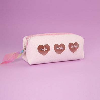Three Sparkle Hearts [White] Pencil Case By Milkjoy