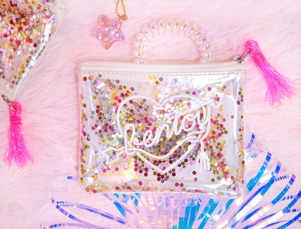 Sequins White Transparent Pouch By Bentoy